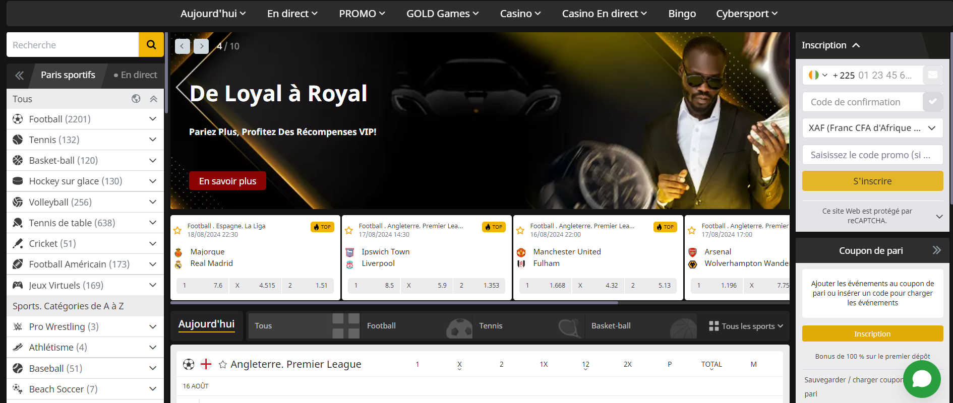 Le site de Gold Pari en anglais